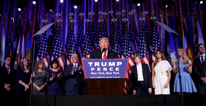 Donald Trump, durante su discurso de victoria. - REUTERS