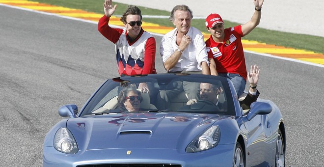 Rita Barberá, en una imagen de archivo, con Francisco Camps, Fernando Alonso y Felipe Massa en el circuito de Valencia, Ricardo Tormo / EFE