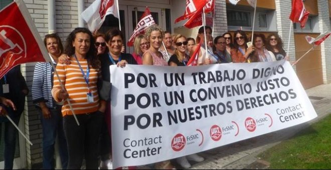 Protesta de teleoperadores en Cantabria. E.P.