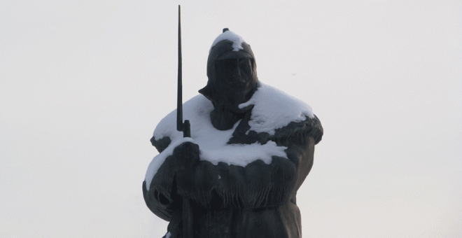 Estatua soldado del Ejército rojo, Park Kultury, Moscú. AF