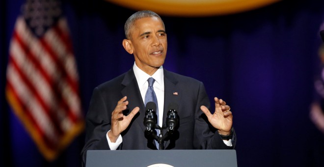 El presidente estadounidense Barack Obama en su despedida en McCormick Place en Chicago, EEUU. / REUTERS