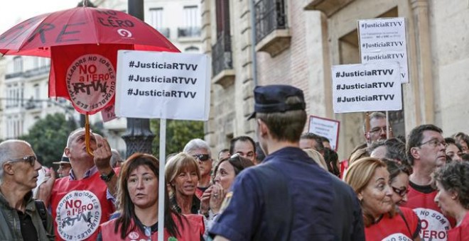 Protesta de los trabajadores de RTVV. EFE