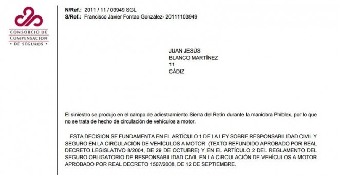 Póliza del seguro contratado por Defensa para el Hummer de Francisco Fontao en el momento del accidente. FF