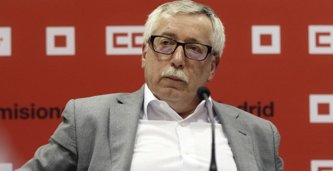 El secretario general de CCOO, Ignacio Fernández Toxo, durante la rueda de prensa ofrecida tras la reunión extraordinaria del Consejo Confederal del sindicato. EFE/Fernando Alvarado