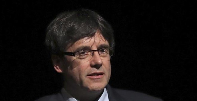 El presidente de la Generalitat, Carles Puigdemont, durante su discurso / EFE