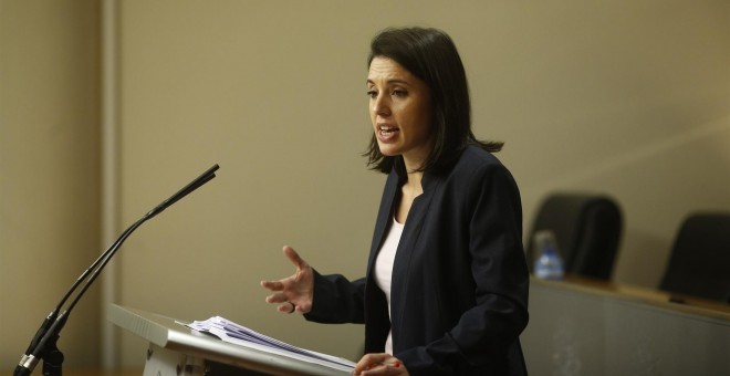 Irene Montero, portavoz de Podemos en el Congreso, en rueda de prensa. EUROPA PRESS