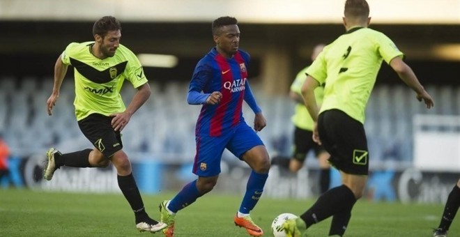 Un momento del Barça B-Eldense del pasado sábado.