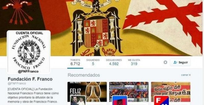 Perfil de Twitter de la Fundación Nacional Francisco Franco.