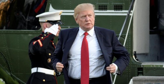 Donald Trump a su llegada a la Casa Blanca. EFE/EPA/OLIVIER DOULIERY