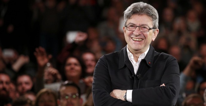 El candidato izquierdista a las elecciones presidenciales francesas, Jean-Luc Mélenchon, en uno de sus mítines de campaña. REUTERS/Pascal Rossignol