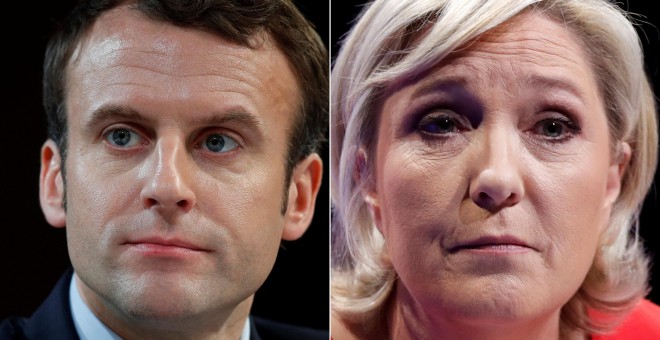 Emanuel Macron (En marcha) y Marine Le Pen (Frente Nacional), candidatos a la presidencia de Francia.- REUTERS