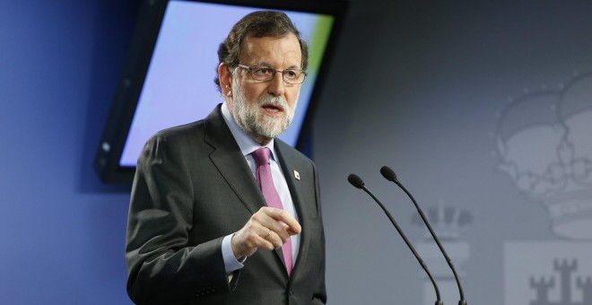 Mariano Rajoy tras un encuentro europeo en Bruselas.- EFE