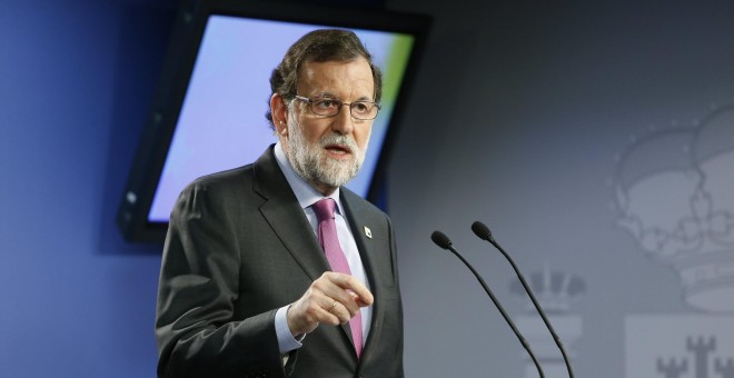 Mariano Rajoy tras un encuentro europeo en Bruselas.- EFE