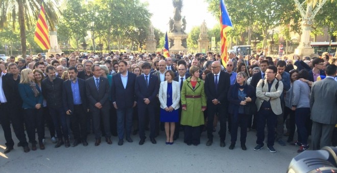 Carme Forcadell i Anna Simó abans d'entrar a declarar davant el TSJC