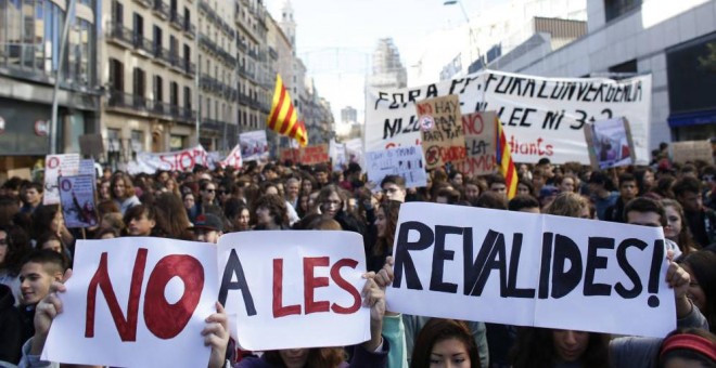 Manifestación contra la Lomce en Barcelona. EFE