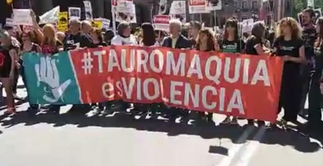 Animalistas durante la manifestación 'Tauromaquia es Violencia'