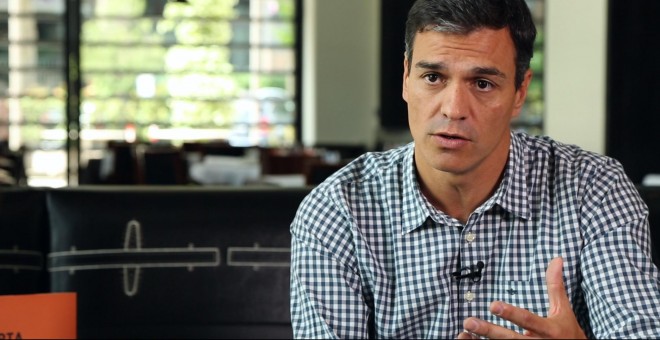Pedro Sánchez, en un momento de la entrevista con 'Público'.