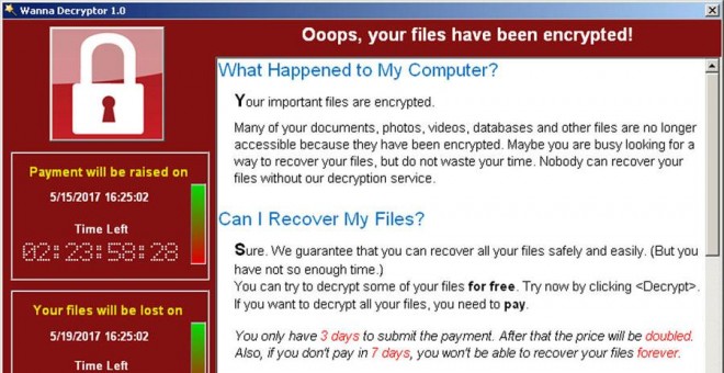 Pantallazo del virus WannaCry pidiendo dinero. REUTERS