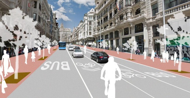 La Gran Vía ahora y tras la remodelación. /AYUNTAMIENTO DE MADRID