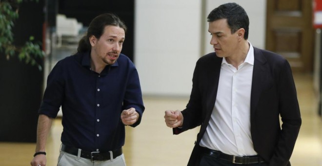 Los líderes del PSOE, Pedro Sánchez, y de Podemos, Pablo Iglesias.-EFE