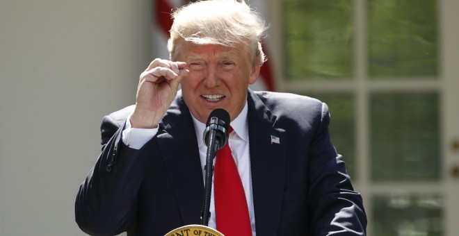 El presidente de Estados Unidos, Donald Trump, durante su comparecencia desde la Casa Blanca. - REUTERS