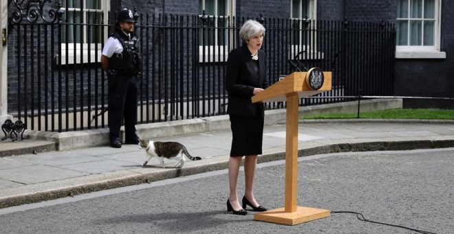 Theresa May, durante su comparecencia. REUTERS