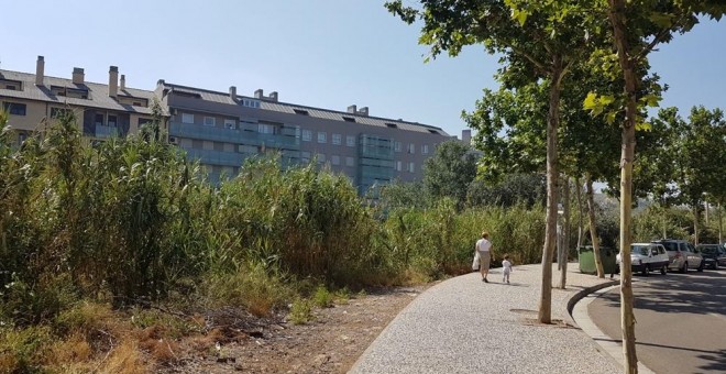 El casco urbano de Cuarte de Huerva está atravesado por el rio del mismo nombre, parte de cuya llanura de inundación está ocupada por edificios.