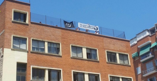 Edificio que fue okupado hace dos semanas por la Coordinadora Antifascista de Madrid y que fue desalojado por la Policía el pasado domingo.- COORDINADORA ANTIFASCISTA