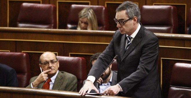 El secretario general de Ciudadanos, José Manuel Villegas, en su escaño en el Congreso. E.P.