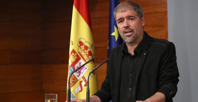 El nuevo secretario general de CCOO, Unai Sordo, en el Palacio de la Moncloa, tras la reunión con el presidente del Gobierno, Mariano Rajoy. EFE/Sergio Barrenechea