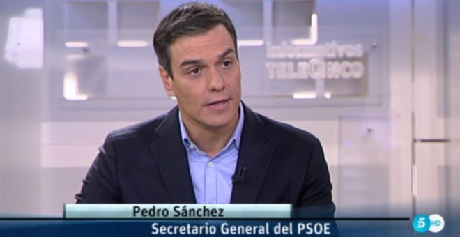 El líder del PSOE, Pedro Sánchez, durante su entrevista en Telecinco.