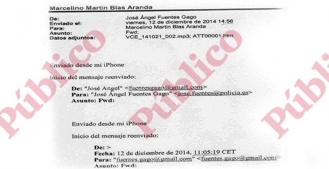 Encabezado del mail de Gago a Martín-Blas.