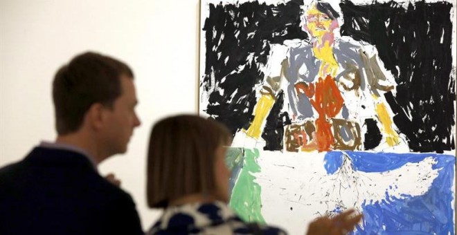 Presentación de la exposición monográfica que el Museo Guggenheim Bilbao dedica a la serie de pinturas de gran formato de George Baselitz.- EFE