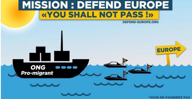 Cartel propagandístico de Defend Europe.