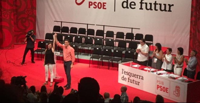 Pedro Sánchez en la clausura del Congreso del PSOE de Baleares. TWITTER/PSOE