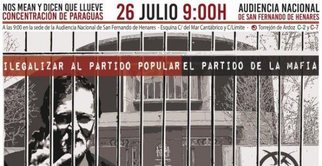 Convocatoria de la Coordinadora 25-S para la concentración de protesta en la Audiencia Nacional durante la declaración de Mariano Rajoy ante el tribunal de la Gürtel. COORDINADORA 25-S