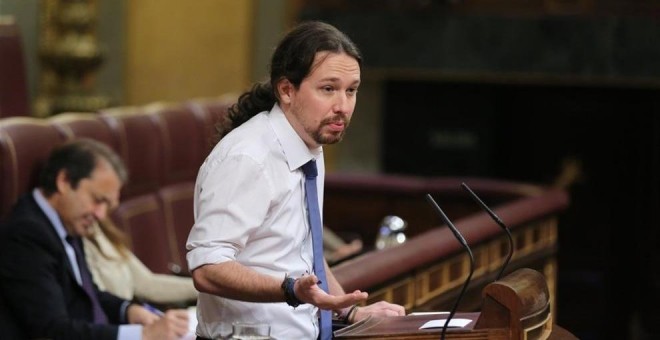 El líder de Podemos, Pablo Iglesias, en el Congreso / EUROPA PRESS