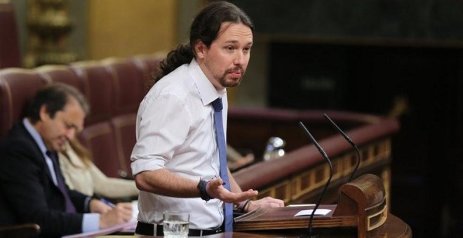 El líder de Podemos, Pablo Iglesias, en el Congreso / EUROPA PRESS