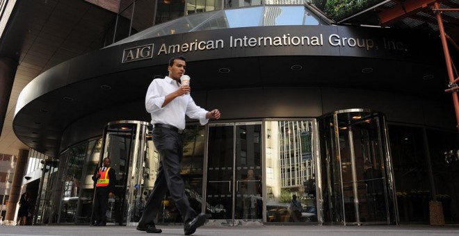 La sede de la aseguradora American International Group (AIG), en Manhattan, Nueva York, en septiembre de 2008. AFP PHOTO/Stan Honda