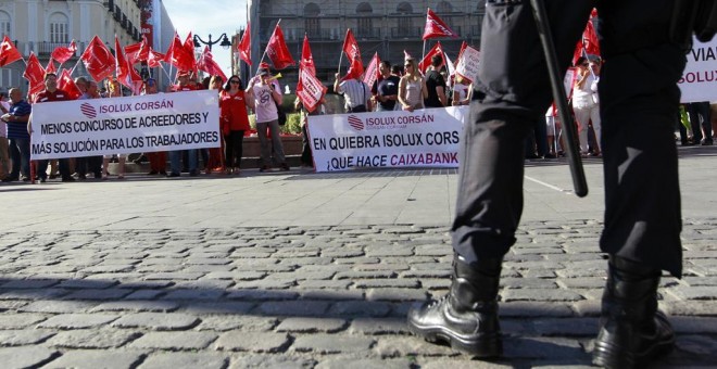 Manifestación de trabajadores de Isolux en Madrid. EFE