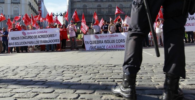 Manifestación de trabajadores de Isolux en Madrid. EFE