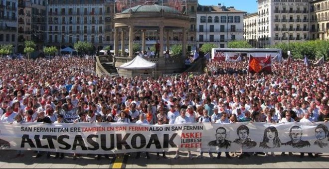 Manifestación en Pamplona en apoyo de los jóvenes de Altsasu. E.P.