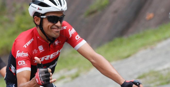 Alberto Contador durante la decimoctava etapa de la Vuelta Ciclista a España.EFE/Javier Lizón