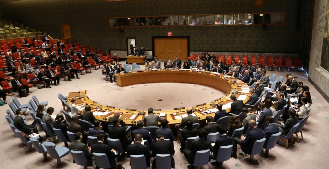 Reunión del Consejo de Seguridad de la ONU en la que se debatieron las eventuales sanciones contra Corea del Norte por sus pruebas con misiles. REUTERS/Joe Penney