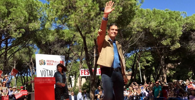 Pedro Sánchez durante la Fiesta de la Rosa./EUROPA PRESS