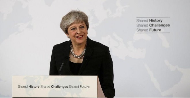 La primera ministra británica, Theresa May, durante su discurso en Florencia - Alessandra Tarantino/Reuters