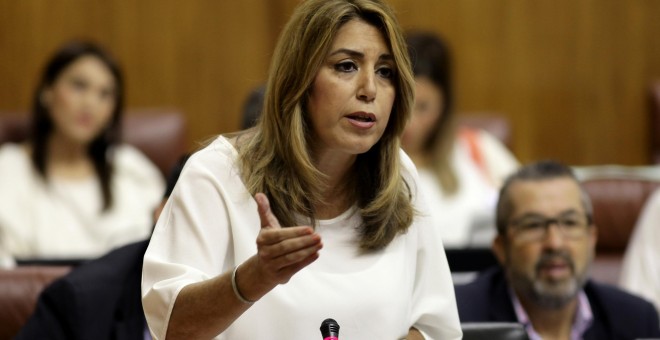 La presidenta de la Junta de Andalucía, Susana Díaz, en el Pleno del Parlamento autonómico.