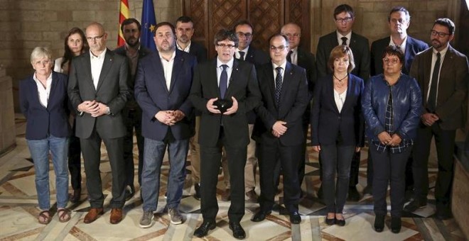 Declaración del president catalán Carles Puigdemont y su gobierno tras el referéndum celebrado en Catalunya. EFE/Jordi Bedmar