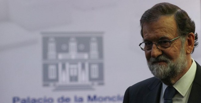 Rajoy, tras su comparecencia de este domingo. REUTERS/Sergio Pérez
