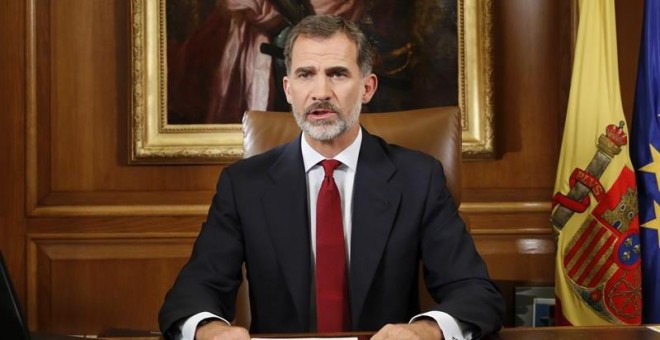 El rey Felipe VI dirige un mensaje a los españoles dos días después del referéndum del 1-O organizado por la Generalitat sobre la independencia de Catalunya./EFE